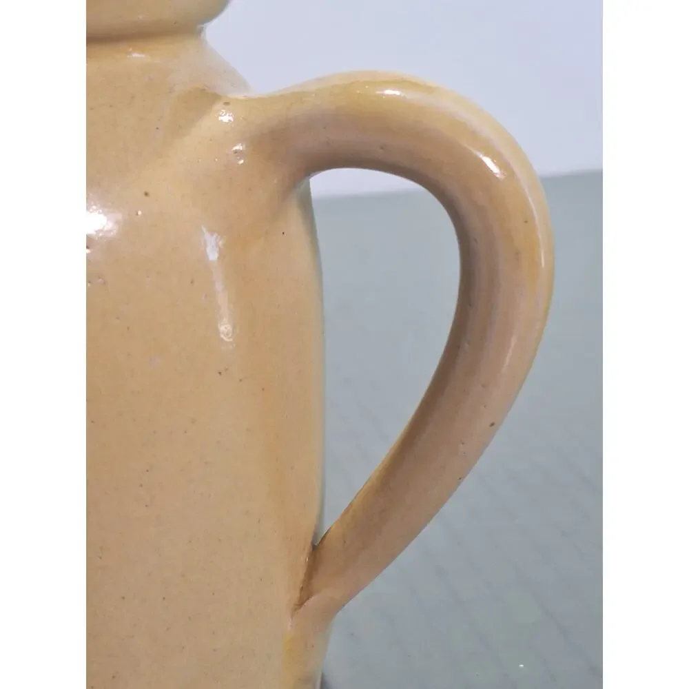 Vintage Watt Style Rooster Syrup Pitcher Yellowware Pottery Lid USA - Amazing!